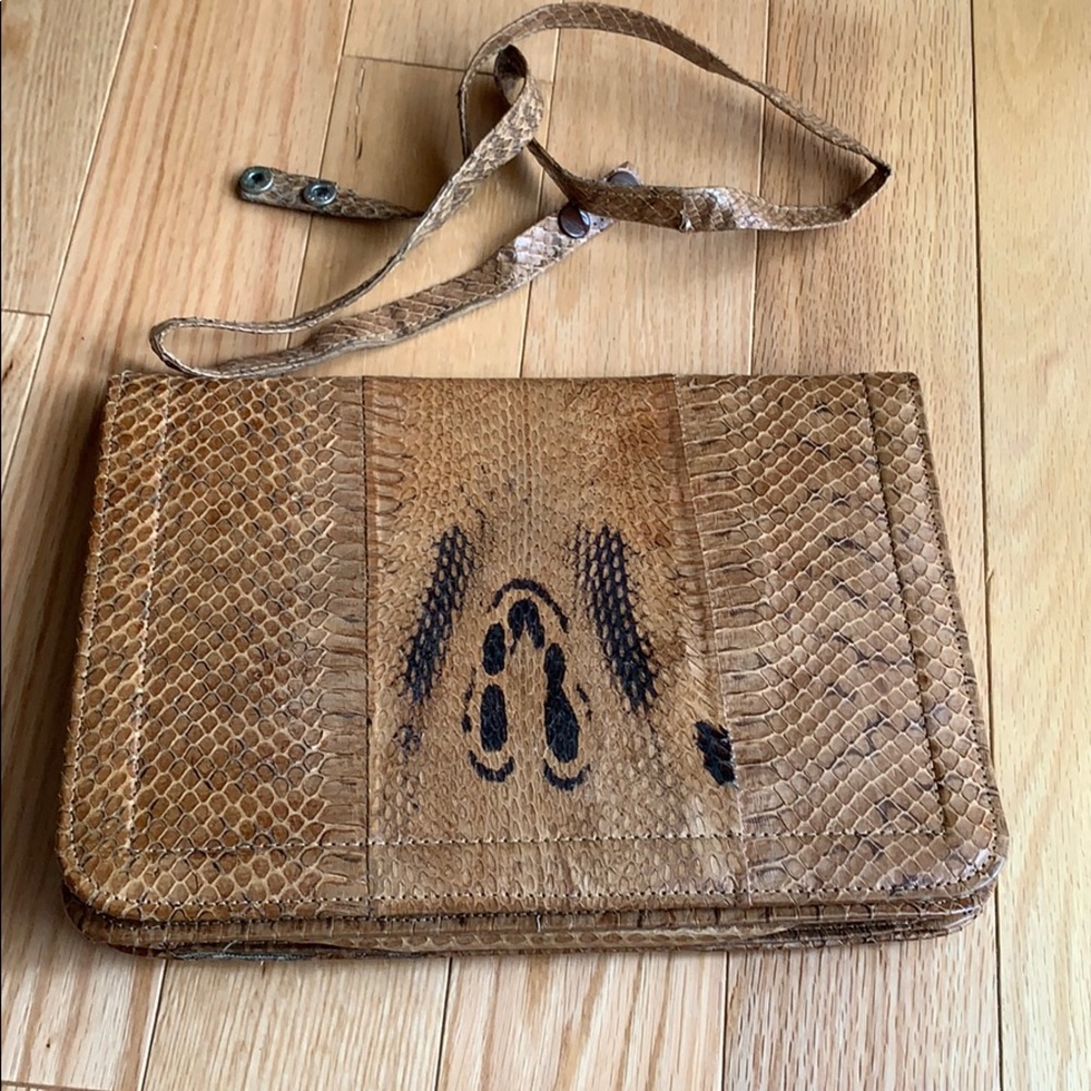 Authentic Vintage Snake Skin Clutch with Strap